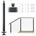 Muzata Aluminum Black Cable Railing Post 36 Inch 36"X2"x2" Undrilled Surface Mount Cable Railing System Kit Indoor Outdoor Seaside with Paper User Guide PD01 BNAS