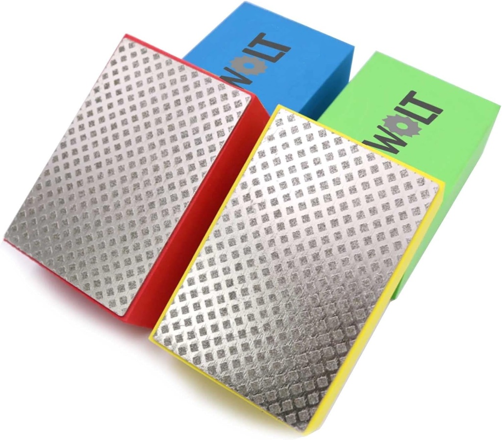 Diamond Hand Polishing Pads extremely Sharp Sanding Block Kit For Sanding Ceramic Tile Concrete Glass Stone Granite Marble-60#,100#,200#,400# 4Pcs(Grid)