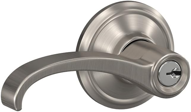 SCHLAGE F51A WIT 619 GEO Whitney Lever with Georgian Trim Keyed Entry Lock, Satin Nickel
