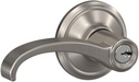 SCHLAGE F51A WIT 619 GEO Whitney Lever with Georgian Trim Keyed Entry Lock, Satin Nickel