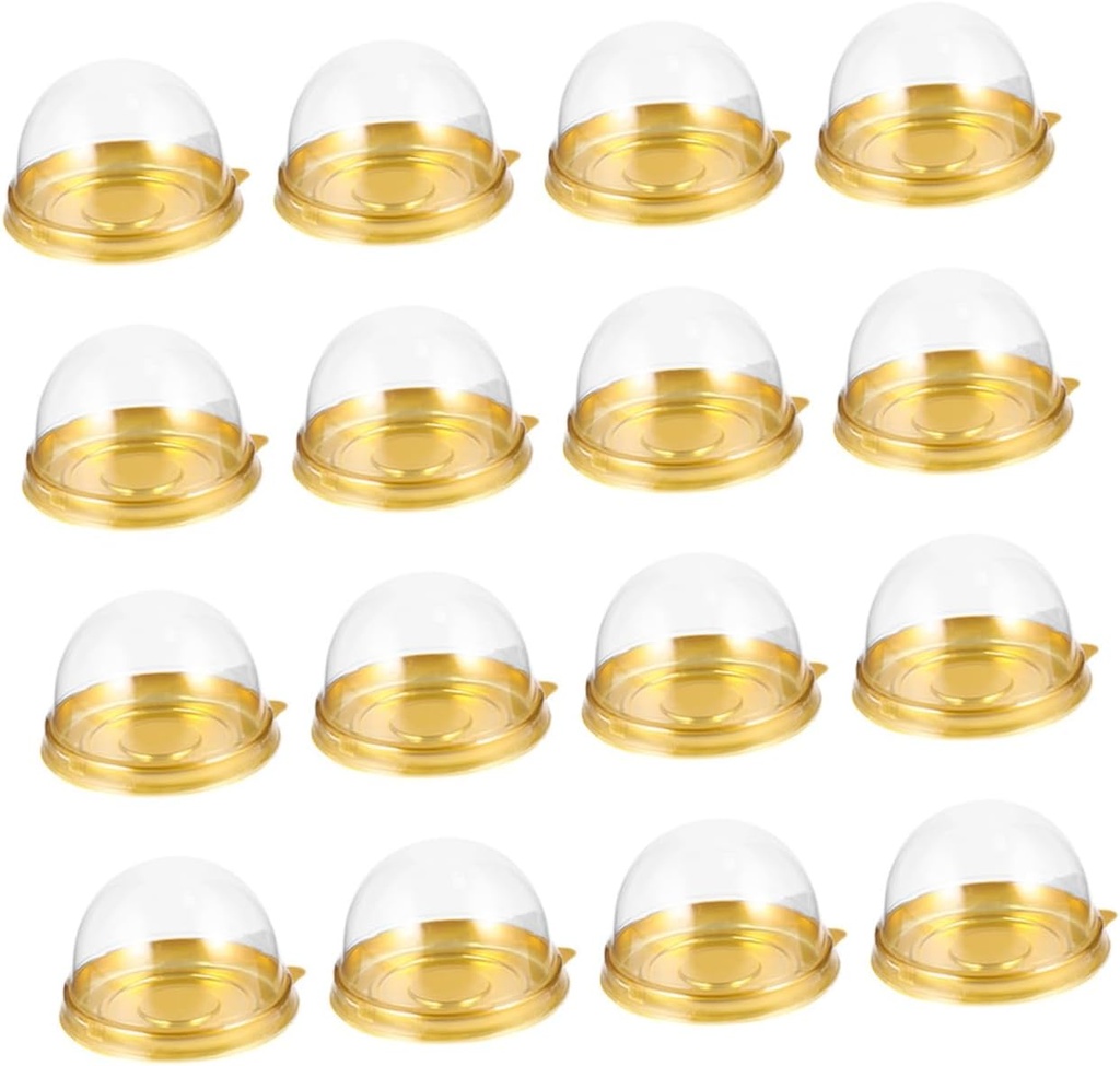 150pcs Round Plastic Moon Cake Packing Box Bakery Dessert Container Moisture-Proof Cake Box for Suitable for Bakery Packaging and Giving