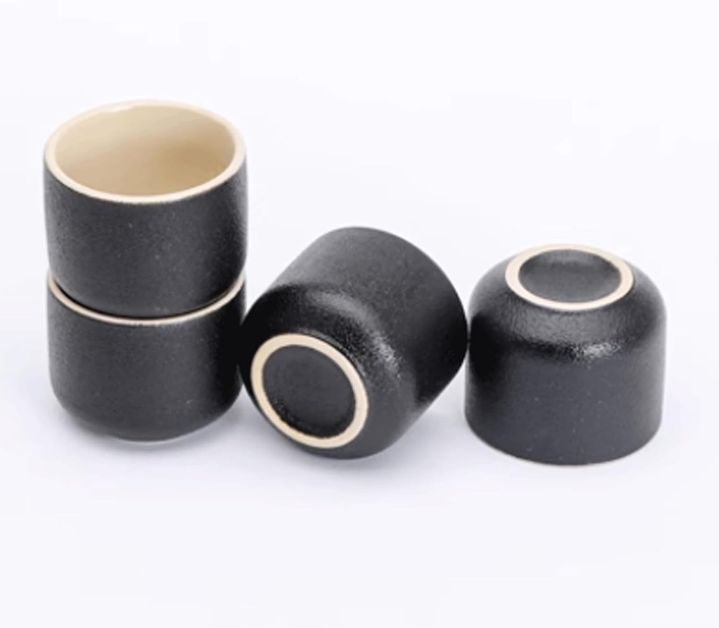 Ceramic Sake Set 7 Piece Black Glaze Wine Glasses Set with Candle Stove and Warmer Pot for Warm Cold Sake Service