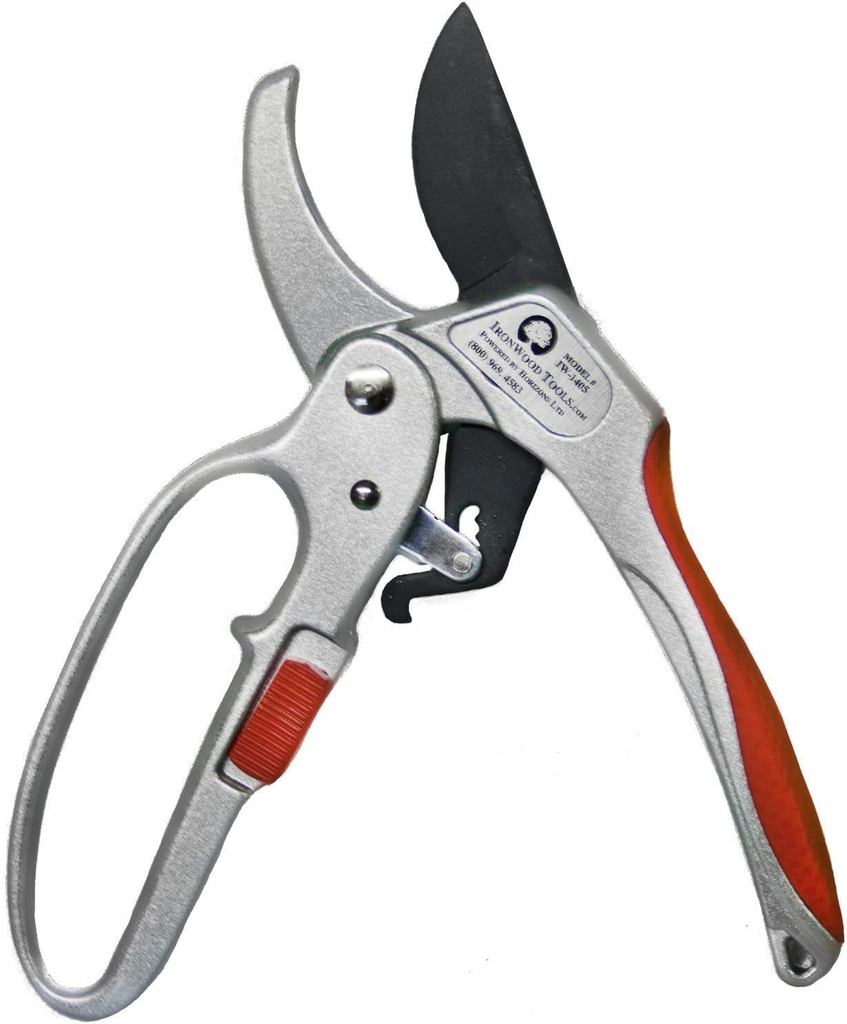 Ironwood Tool Company Ratchet Pruning Shears, Cuts up to 1", for Weak Hands, Gardening Gift, H107