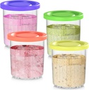 Replacement for Ninja Creami Deluxe Containers​, 24OZ Ninja Creami Containers & Lids 4 Pack - Compatible with NC500 NC501 Series 11-in-1 Ice Cream Makers, Dishwasher Safe