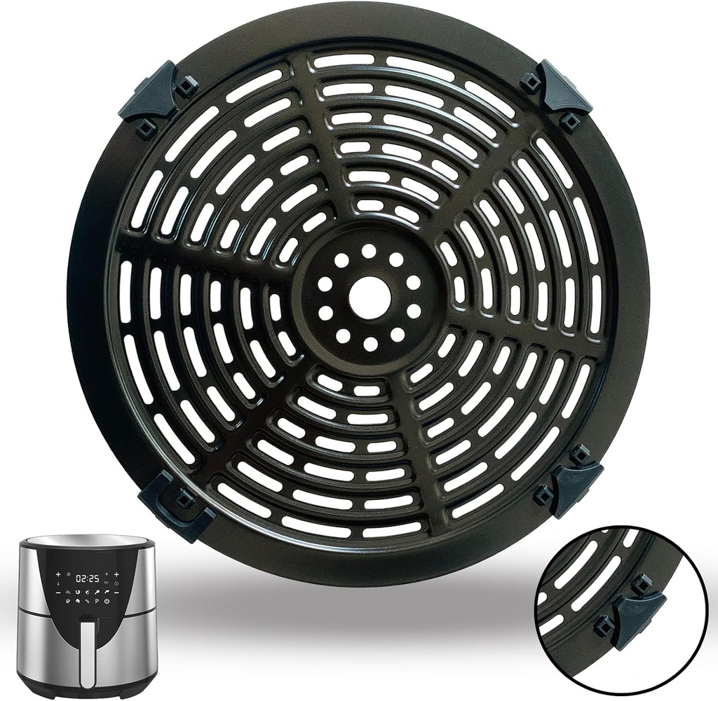 8QT Round Air Fryer Grill Crisper Plate for Bella Pro Series 8QT Digital Air Fryers, Premium Air Fryer Rack Grill Pan Tray Insert Grate Grid Shelf for 8QT Bella Air Fryer, Dishwasher Safe
