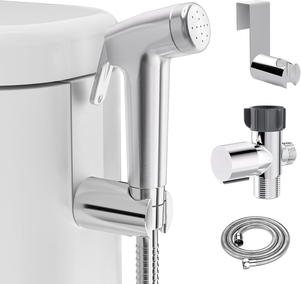 Handheld Bidet Sprayer for Toilet,Bidet Sprayer with Stainless Steel Hose for Feminine Wash & Muslim Shower,Adjustable Water Pressure Bidet Faucet Cloth Diaper for Baby Wash (Brushed Nickel)