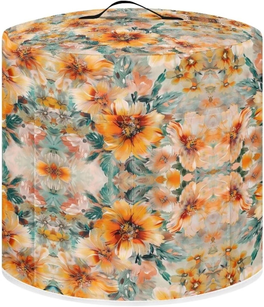 Yellow Floral Kitchen Air Fryer Covers Vintage Dust Covers Keeps It Clean and New Reduces Scratches Rice Cooker Covers for All Kitchens Crock Pot Accessories