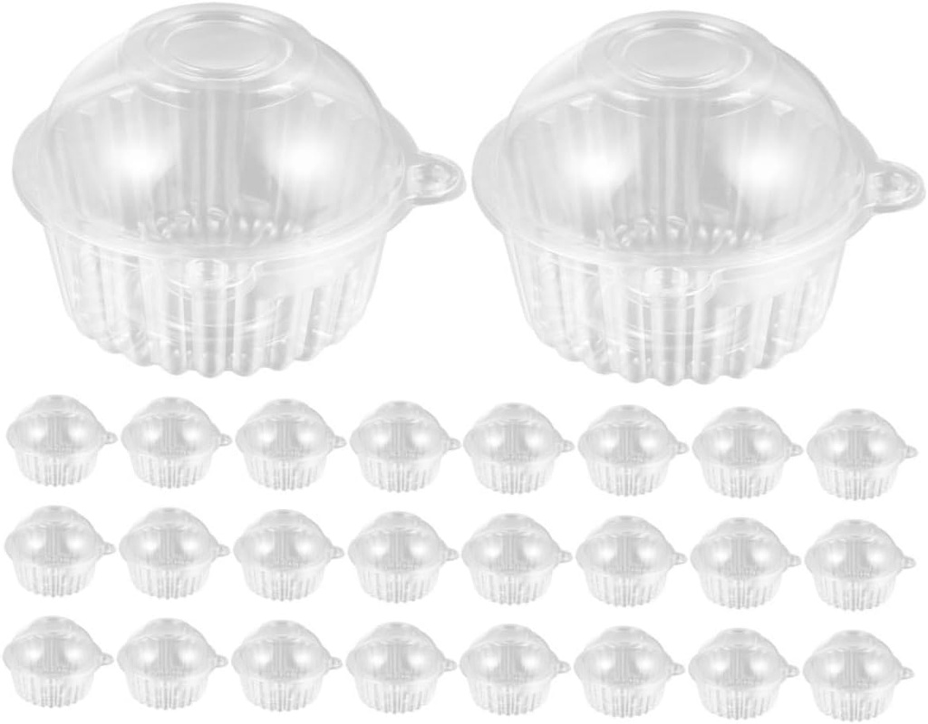 STOBAZA 50pcs Clear Plastic Cupcake Boxes Transparent Bakery Wrapping Containers for Muffins and Desserts Secure Cupcake Holders Lids for Parties and Holidays