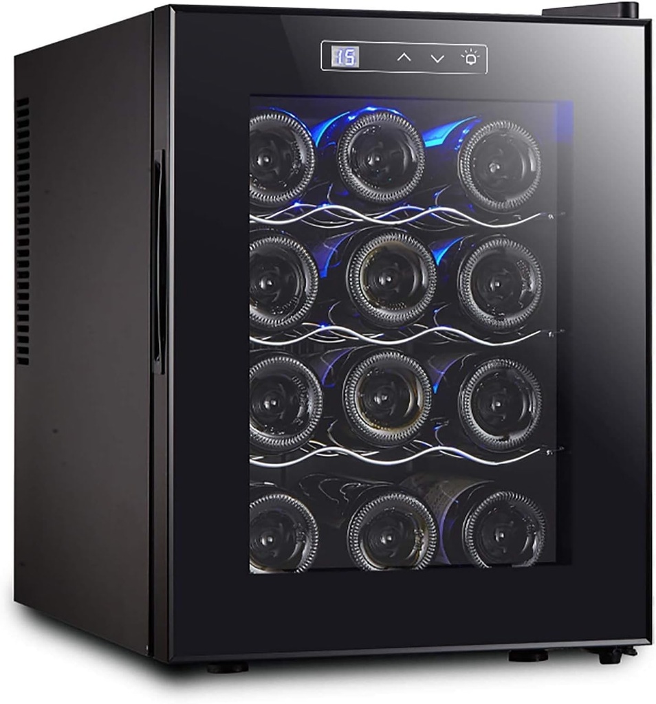 12 Bottle Wine Cooler Quiet Operation Compressor Wine Cellar Freestanding Counter Top Wine Chiller Cabinet Refrigerator and Touch Panel Digital Temper