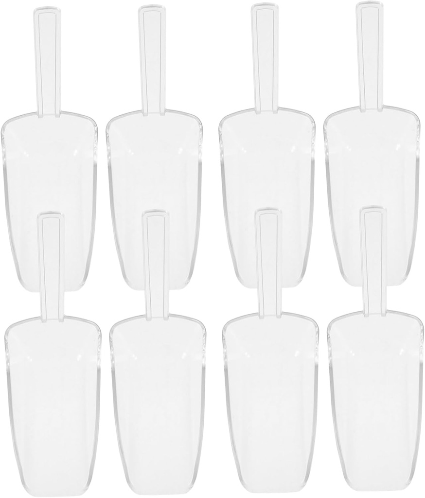 8-Piece Mini Plastic Food Scoop Set Sturdy Ice Cream and Candy Scoops for Buffets White Easy to Use for Desserts and Baking
