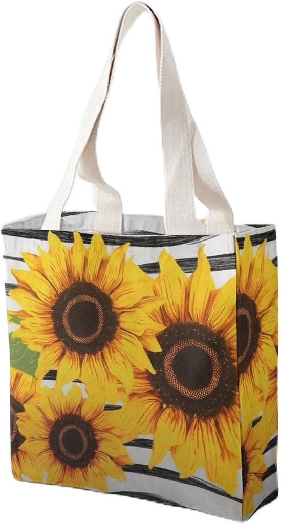 Canvas Tote Bag for Women Reusable Grocery Bag Stylish Sunflowers Shopping Bags Casual Shoulder Bag Handbag