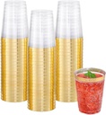 Luxurious Gold Rim Tumblers - 10oz (50 Count) - Elegant Clear Plastic Party Cups with Dazzling Gold Accents - Ideal for Special Occasions and Celebrations