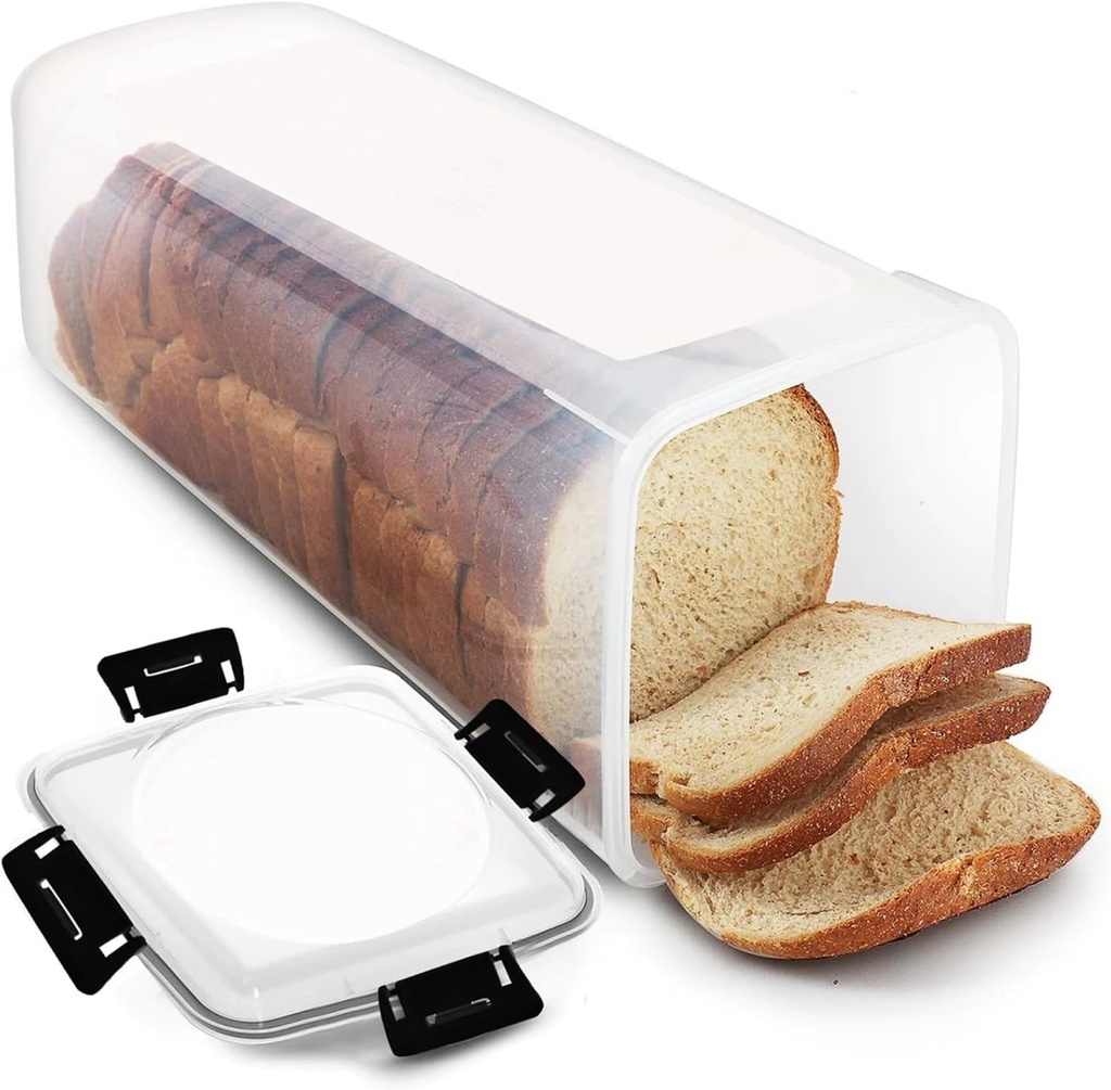 Bread and Toast Storage Box Freshness Sealed Container for Bread Loaves Sliced Bread and Pastries with Airtight Lid (Black,Without drawers)