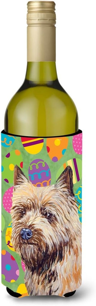 Caroline's Treasures LH9410LITERK Cairn Terrier Easter Eggtravaganza Wine Bottle Hugger Bottle Cooler Sleeve Hugger Machine Washable Collapsible Insulator Beverage Insulated Holder