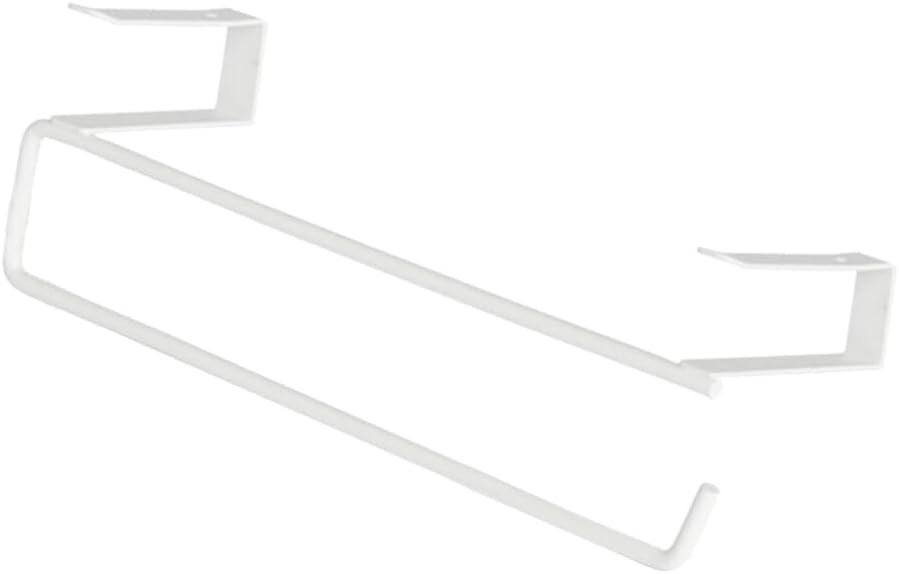 Paper Towel Hanger Holder, Kitchen Roll Paper Holder Under Cabinets Shelf Tissue Hanger Organizer Rack Towel Bar for Cabinet Wardrobe Over Door White