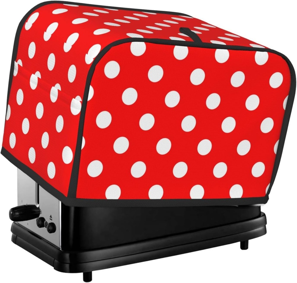 Polka Dot Red Toaster Dust Cover 2 Slice, Offers Dust Protection for Bread Makers and Kitchen Accessories