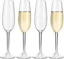 Elegant Tritan-Plastic Champagne Flutes with Long Stem Set of 4-7.6 oz - Plastic Toasting Glasses Ideal for Weddings, Parties, Birthday, Engagements