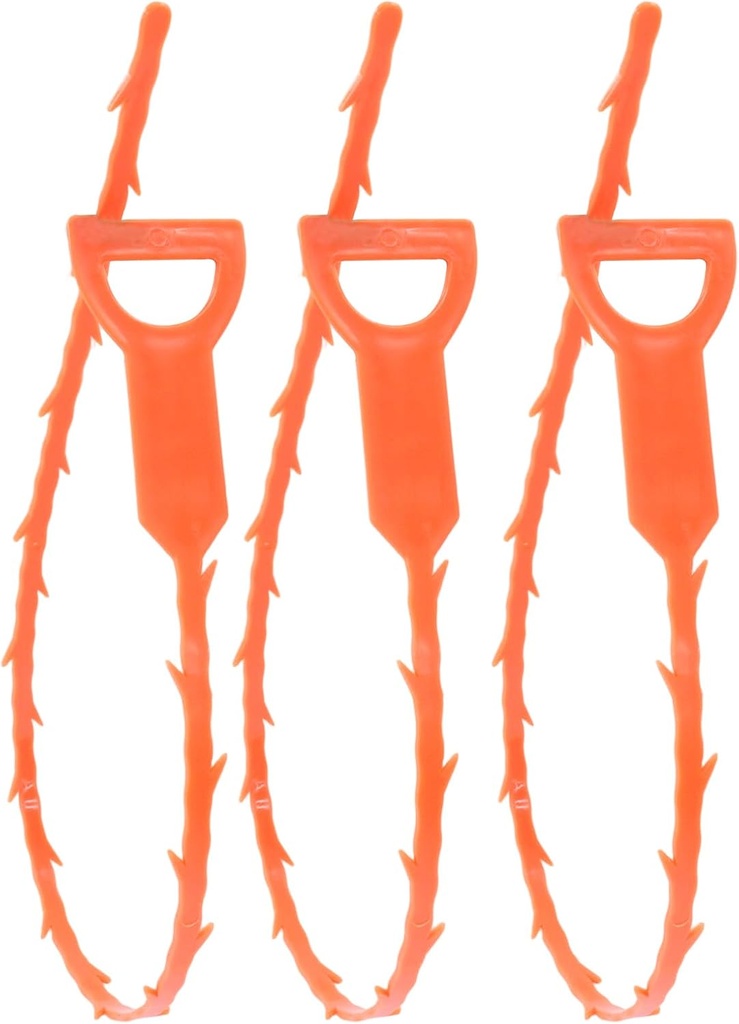 3 Pack 20 Inch Drain Clog Remover Snakes, Hair Cleaning Tool Effective Drain Snake Auger Tool for Sink, Shower, Bathtub, and Toilet(Orange)