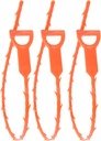 3 Pack 20 Inch Drain Clog Remover Snakes, Hair Cleaning Tool Effective Drain Snake Auger Tool for Sink, Shower, Bathtub, and Toilet(Orange)