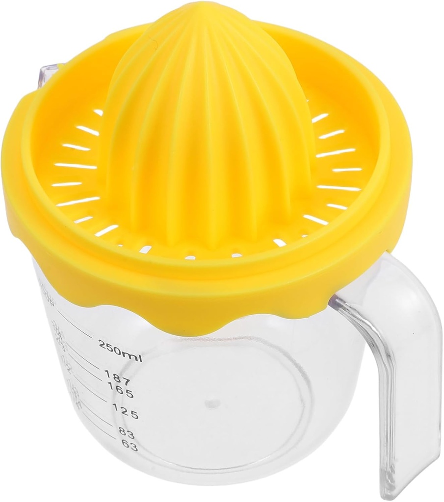 Amosfun Manual Citrus Juicer with Measuring Cup Portable Handheld Squeezer for Oranges Lemons and Sturdy Design for Easy Juice Extraction Versatile Kitchen Gadget for Dressings and Cooking