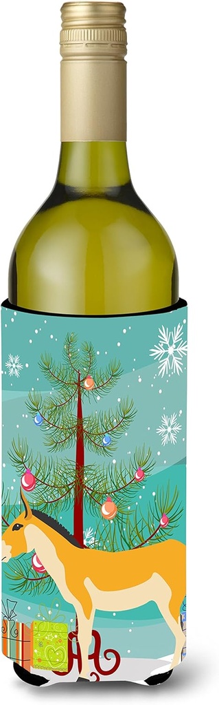 Caroline's Treasures BB9221LITERK Turkmenian Kulan Donkey Christmas Wine Bottle Hugger, Teal Bottle Cooler Sleeve Hugger Machine Washable Collapsible Insulator Beverage Insulated Holder
