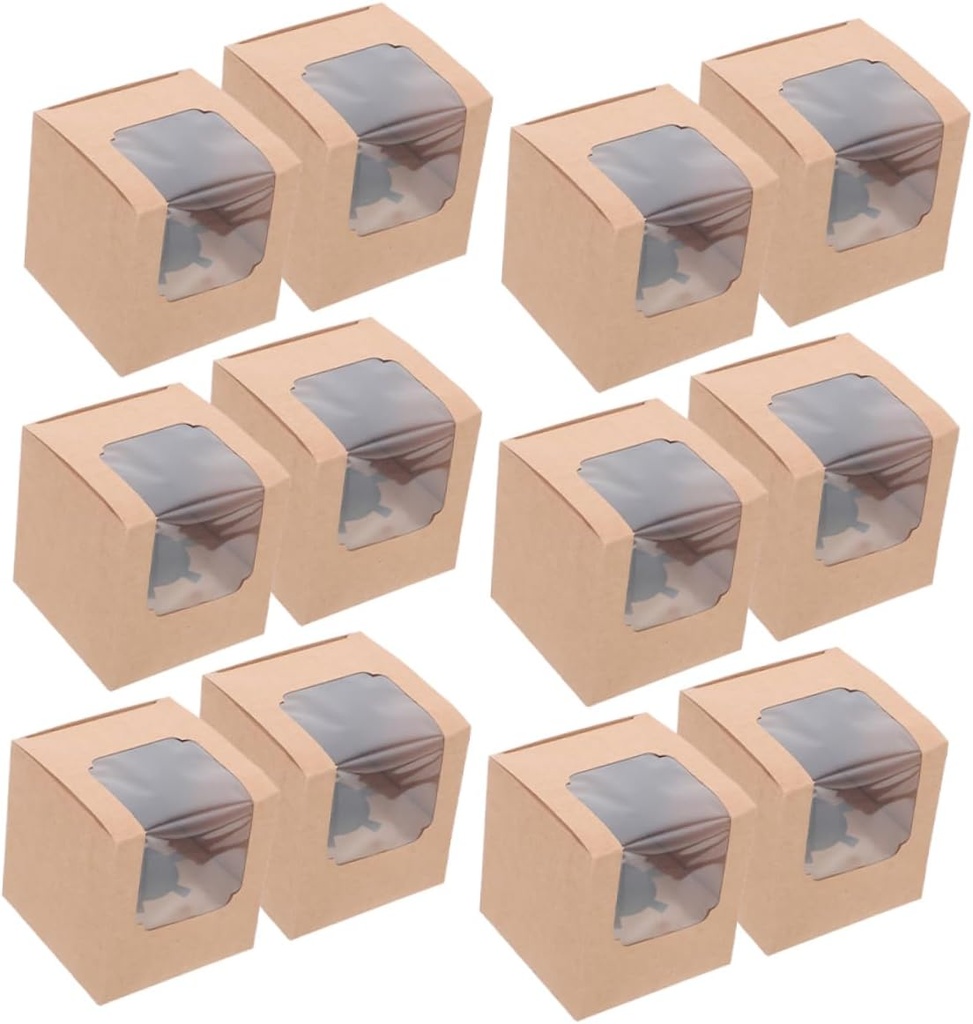 40Pcs Kraft Cupcake Boxes with Lids Storage Containers for Individual Cupcakes Muffins Desserts for Weddings Parties Home Baking