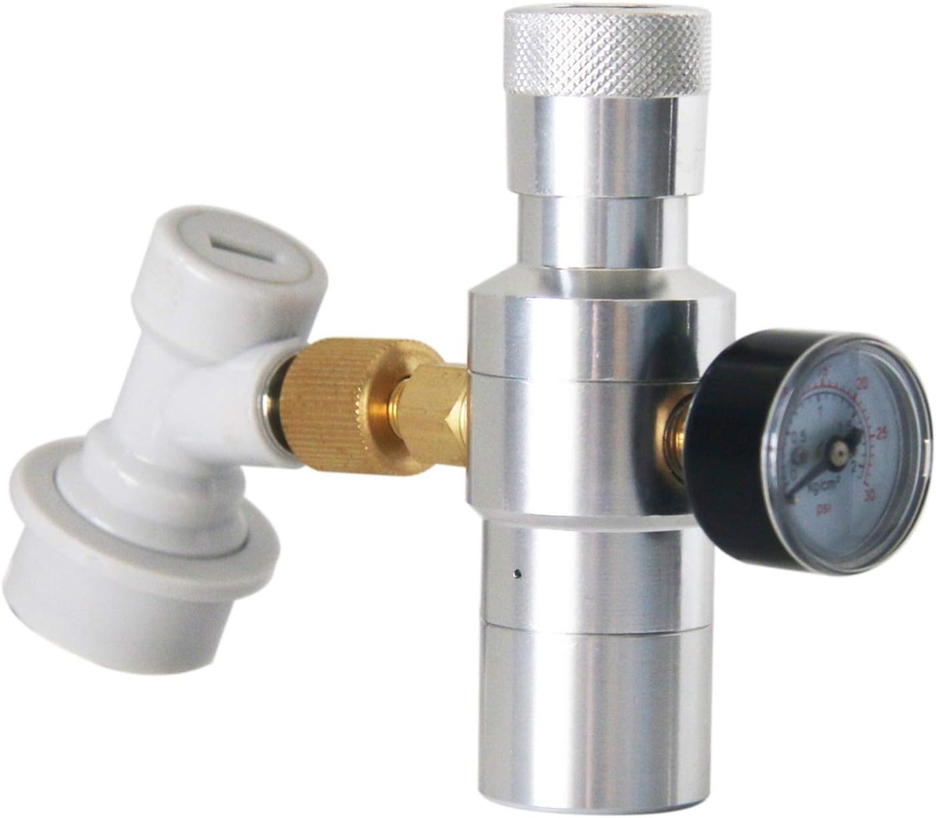 Beer Keg Charger CO2 Dispenser - Includes Keg Regulator 0-30 PSI, 3/8" Thread Adapter, Gas Ball Lock Quick Disconnect for Homebrewing