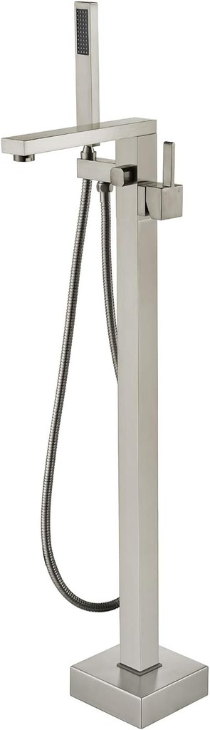 Freestanding Bathtub Faucet Tub Filler Brushed Nickel Floor Mount Bathroom Faucets Brass Single Handle with Hand Shower