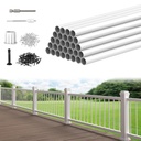CKE 30 Pack 36" White Round Aluminum Deck Balusters, 3/4" Diameter Hollow Deck Round Balusters for Wood& Composite Deck Railings, White Aluminum Spindles with Screws & Connector for Deck Balusters