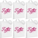 6 Pcs Breast Cancer Awareness Canvas Tote Bag Fight Gift Set Breast Cancers Gifts for Women Chemo Patients