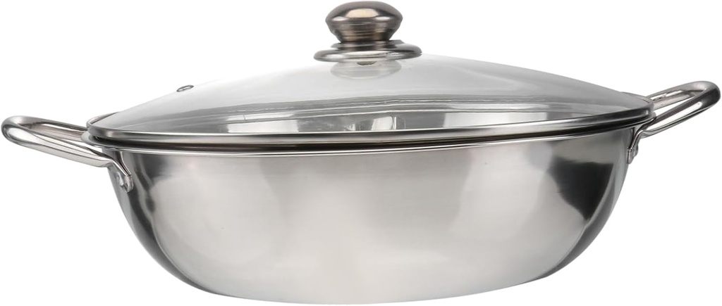 IMIKEYA 304 Stainless Steel Dual Hot Pot Induction Cooker Pot with Lid 32cm Cookware for Family Suitable for Electric Stovetops Home Cooking