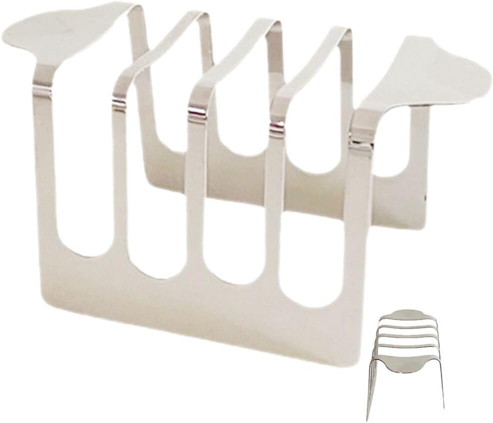 ABOOFAN Stainless Steel Bread Holder 4 Slot Toast Rack for Kitchen Countertop Air Fryer Compatible Cooling Rack and Sandwich Stand Non-Stick Bread Storage Organizer