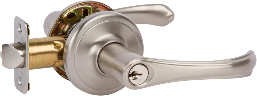 Delaney Hardware Kerry Entry Door Lock, Fits Door 1-3/8 to 1-3/4 in. Thick, Satin Nickel Finish – Reversible Left/Right-Handed Front Door & Garage Door Lever – Easy to Install Door Lock