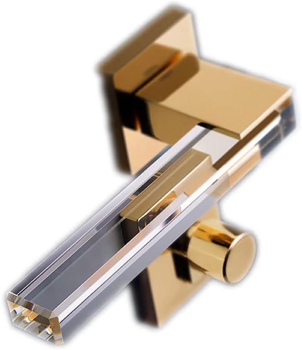 Door Knob Lever Golden Crystal Split Door Lock Door Levers, Door Handle with Key for Bedroom Bathroom Study Office Cloakroom Door Lock with Handle (Color : Gold 35-50mm)