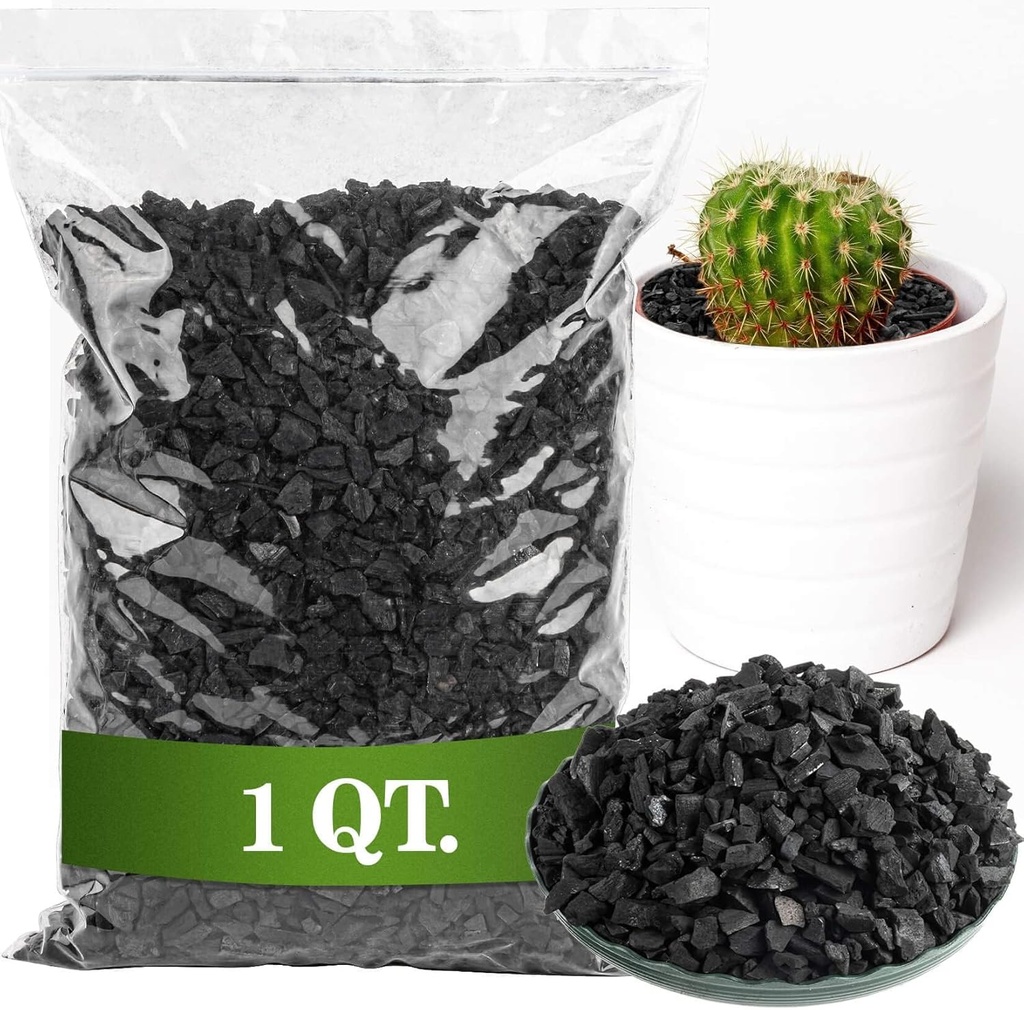Sukh Horticultural Charcoal for Plants - 1Qt. Natural Earth Regulated Supplement for Potting Soil Indoor Plants, Organic Biochar, Succulent Soil, Paphiopedilum, Bonsai, Terrarium