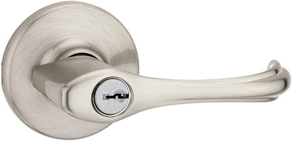 Kwikset 405DNL Dorian Single Cylinder Keyed Entry Door Leverset - Satin Nickel