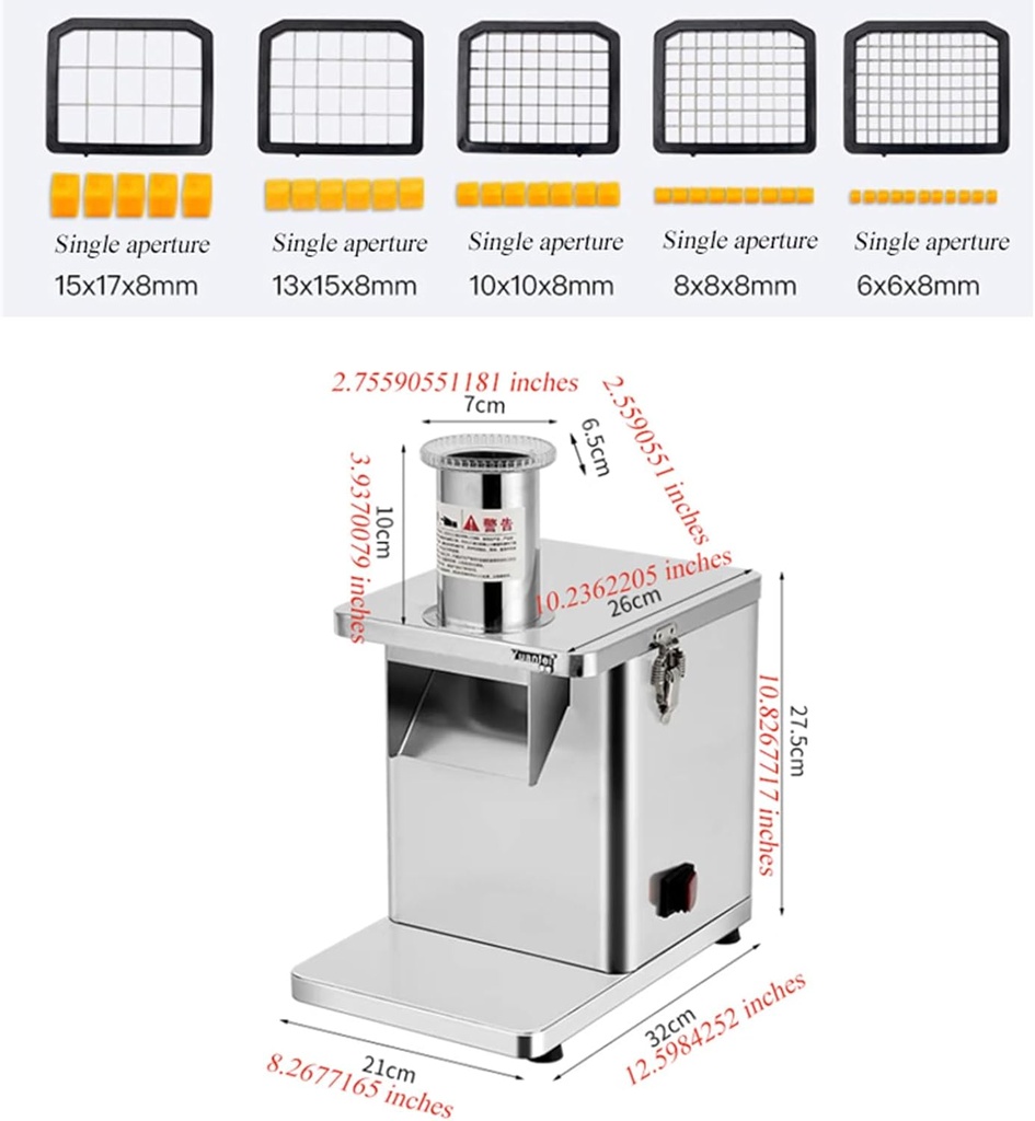 Commercial Electric Vegetable Cutter Fruit Slicer Tomato Pieces or Cube Cutting Stainless Steel Food Processor With 5 Blades