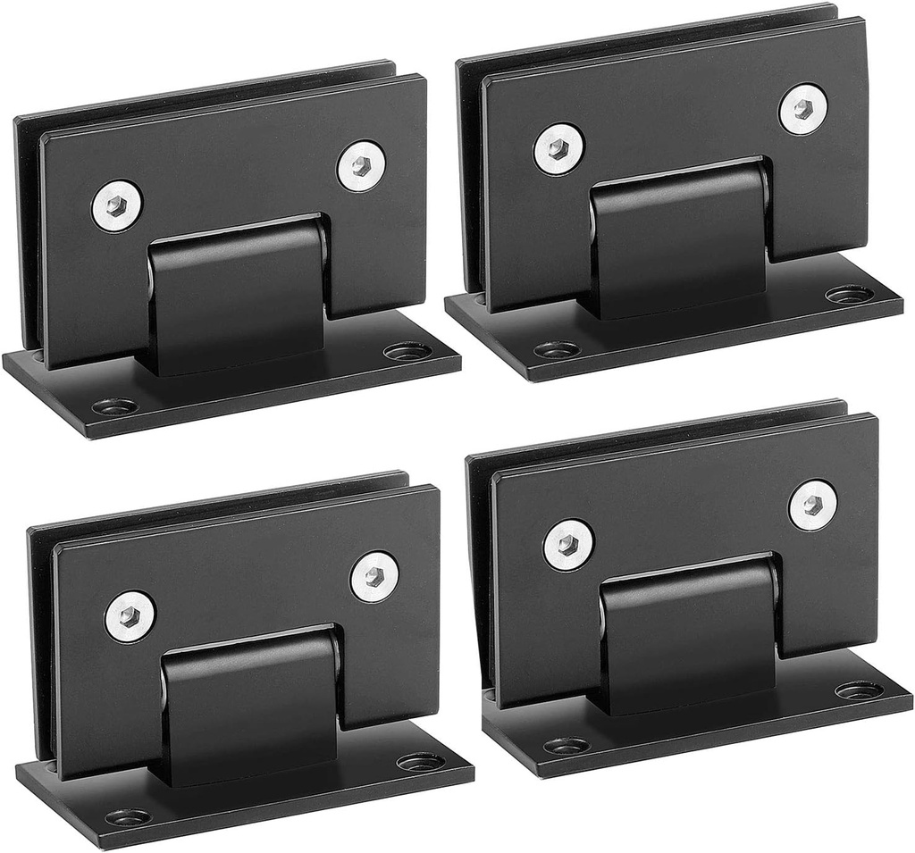 KEILEOHO 4 PCS Glass Door Hinges, Stainless Steel Shower Door Hinges with Mounting Hardware for Bathroom, Cabinet, Showcase, 90 Degree Opening & Closing