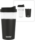 asobu Clear Insulation Vista Tritan Tumbler for Iced Coffee and Ice Tea with Removable Insulated Stainless Steel Sleeve, Familer Feel Open Spout, 20 Ounces (Black)