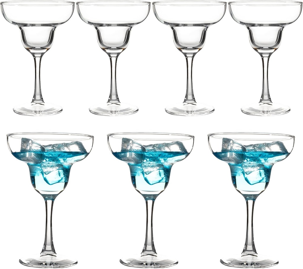YANGNAY Margarita Glasses Set of 7, 10 oz Reusable Cocktail Glasses with Stem, Perfect for Parties, Mixed Drinks & Frozen Cocktails, Dishwasher Safe
