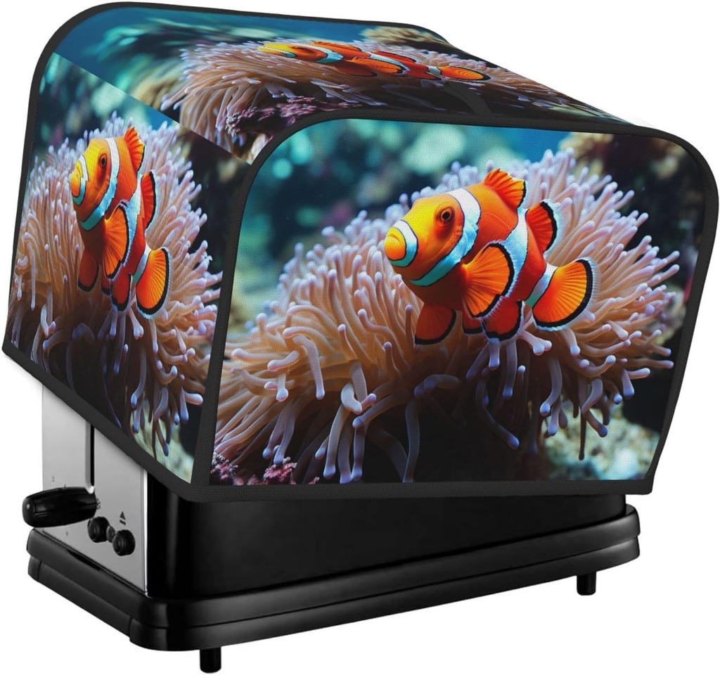 4 Slice Toaster Cover with Two Pockets for Storing knife Super Soft Appliance Covers Clown Fish Dust Cover for Kitchen Small Oven-Cover Kitchen Bread Machine Protector Covers