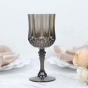 6-Pack Plastic Wine Glasses 8oz, Black - Crystal Cut Shatterproof Cocktail Goblets Drinking Glasses