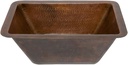 Premier Copper Products LRECDB 17-Inch Rectangle Hammered Copper Bathroom Sink, Oil Rubbed Bronze