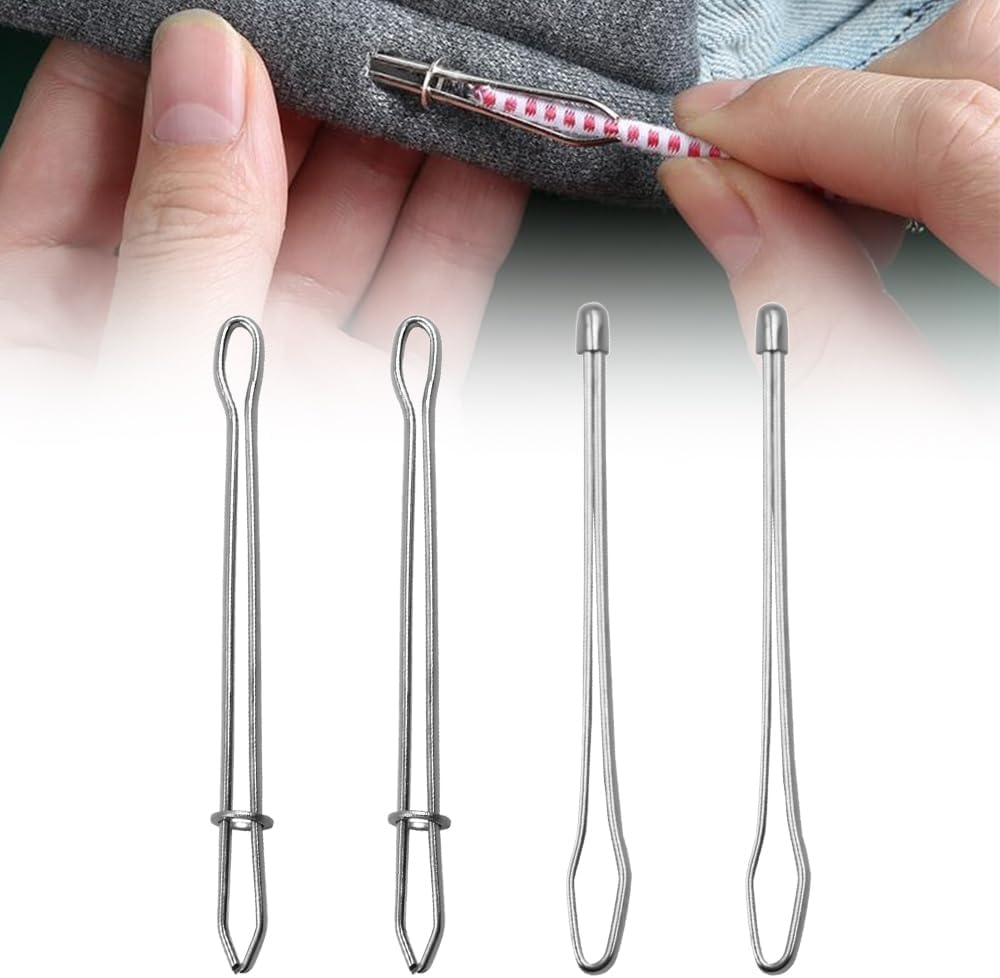 4 Pcs DIY Rope Threader Clip, 2025 New Threading Tool Sewing with Latch, Waist Band Insert Threaders, Easy Rope Threader Clips Sewing Tools, for Hoodies Shorts Sweatpants (4pcs)