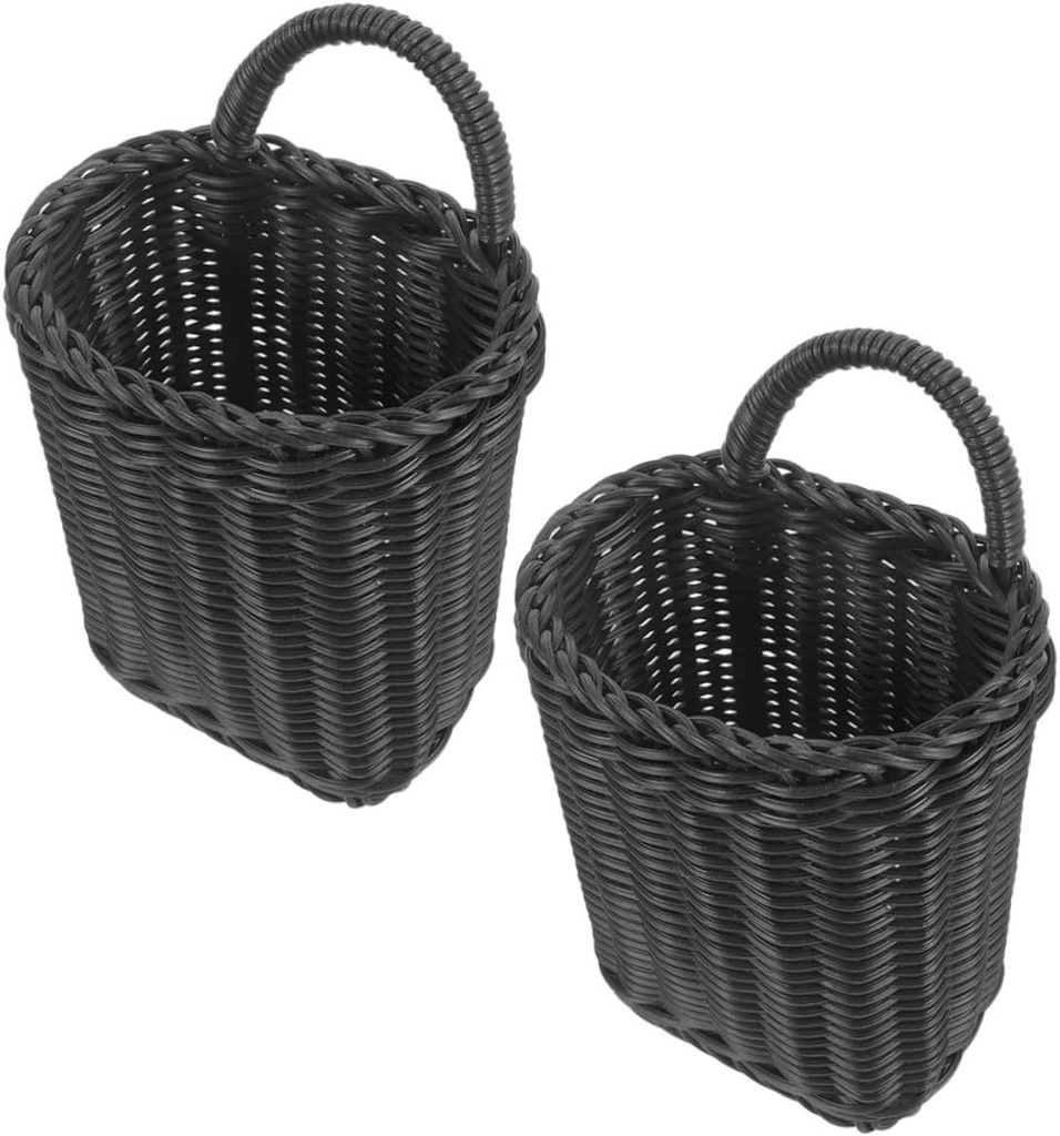2pcs Woven Hanging Basket Woven Onion Fruit Basket Kitchen Organizer for Bathroom Wall