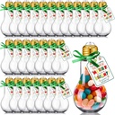 Crtiin 36 Set Christmas Candy Containers Fillable Light Bulb Ornaments 100 ml Clear Plastic Candy Containers Reusable Candy Jars with Happy Holiday cards Christmas Gifts Bulk for Xmas Party Crafts