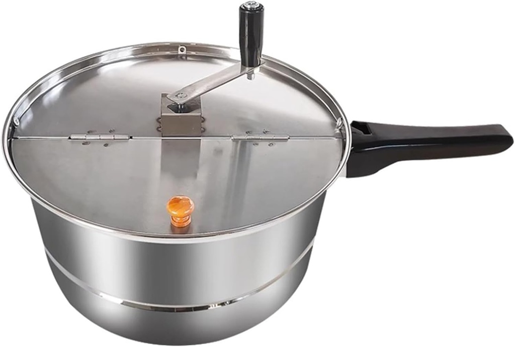 Manual Mixing Stainless Steel Popcorn Pot, Stovetop Gas Nonstick Popcorn Maker for Home Commerical - Manual Hand Cranked Hot Oil