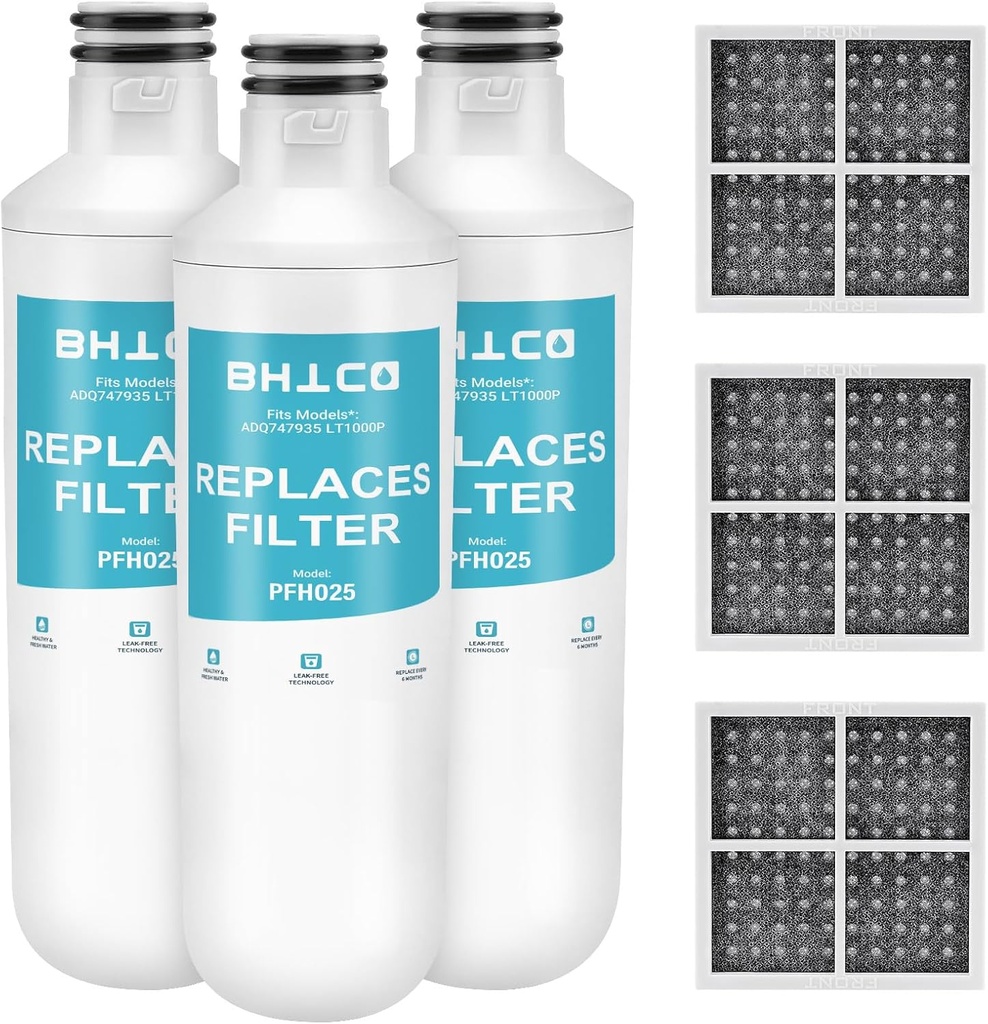 Water Filter for LG LFXC22526S, LFXS28968S, LFXS28968D, LFXS26973S, LFXS26973D, LRMVS3006S, LRMVC2306S Refrigerator Replacement with Air Filters (3+3).