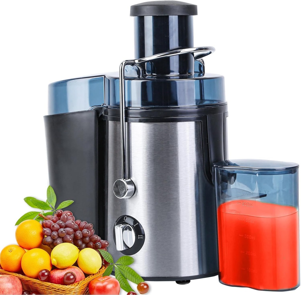 KOCASO 1000W Centrifugal Juicer Machines Vegetable and Fruit - 2 Speeds, Wide Mouth 2.6” Feed Chute, 304 Stainless Steel Juice Extractor with 17Oz Juicer Cup and 54Oz Pulp Collector