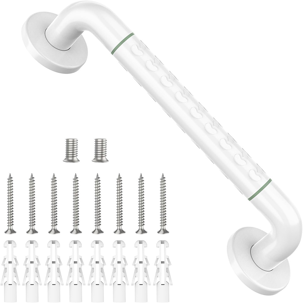 14 Inch Grab Bars for Shower, YuanDe Bath Grab Bar with Anti-Slip Grip and Safety Luminous Circles, Stainless Steel Bathroom Safety Handrail Support, Safety Bar Handle for Disabled Elderly Pregnant